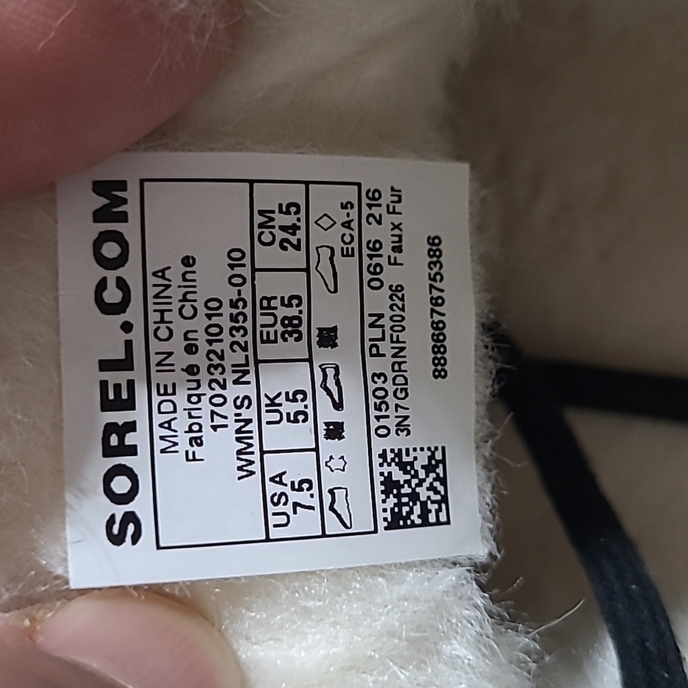 Sorel Out n About Moccasins Black Suede Faux Fur Trim Women's Size 7.5 - Picture 8 of 8